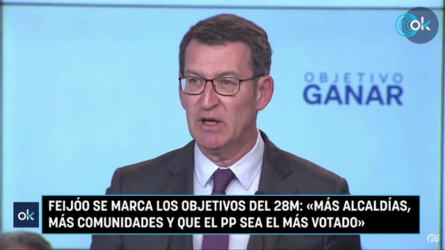 Feijóo se marca los objetivos del 28M: «Más alcaldías, más comunidades y que el PP sea el más votado»