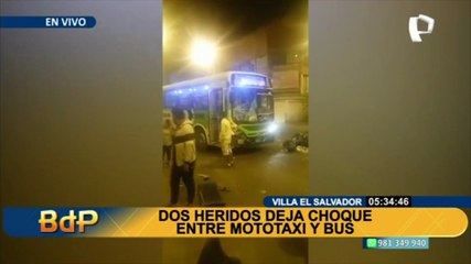 Descargar video: VES: dos heridos tras choque entre mototaxi y bus