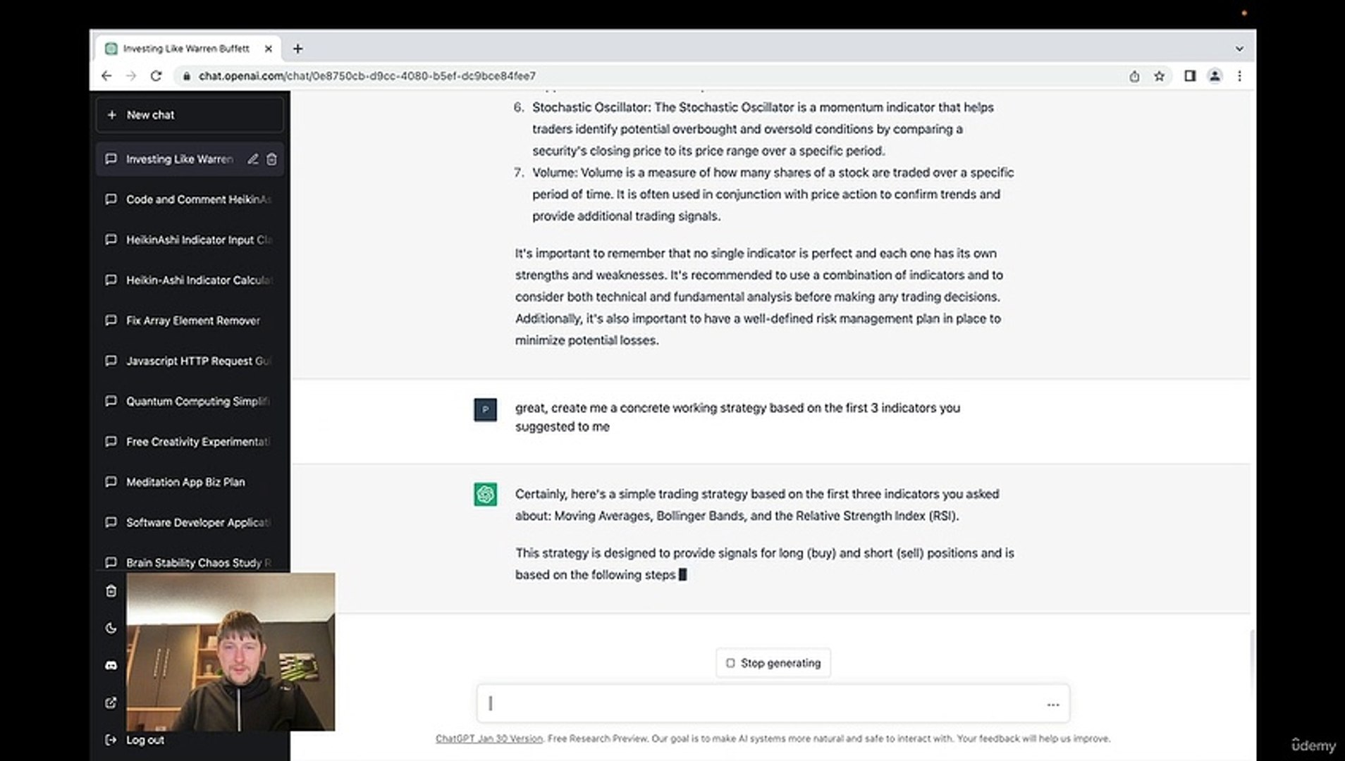 ChatGPT in Finance Trading - Create an algorithmic trading strategy using ChatGPT