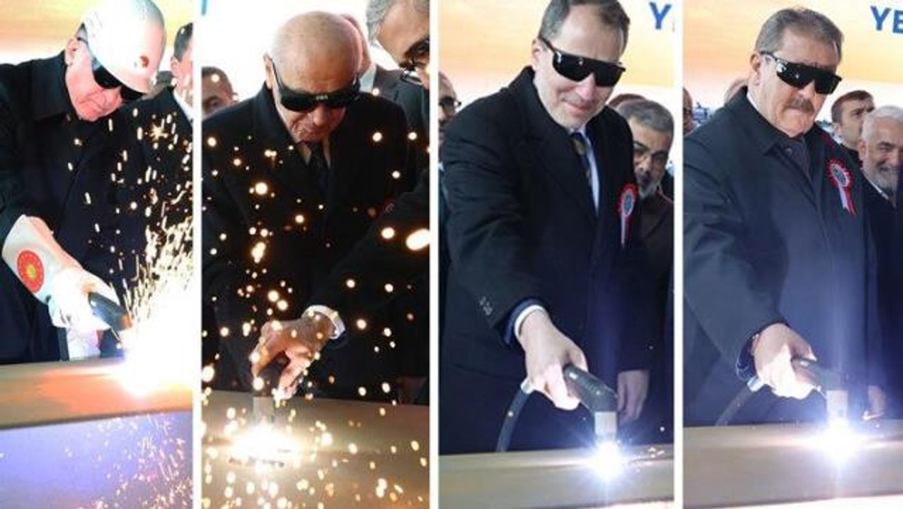 Cumhur İttifakı liderleri tarihi törende kolları sıvadı! Sırayla sac kesme işlemine katıldılar