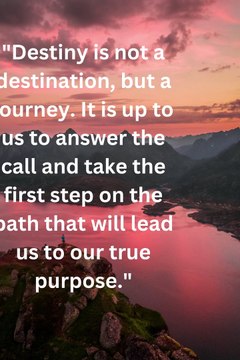 Destiny is not a destination, but a journey. It is up to us to answer the call and take the first step on the path that will lead us to our true purpose.