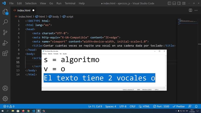 Contar cuántas veces se repite una vocal en una cadena dada por teclado en JavaScript