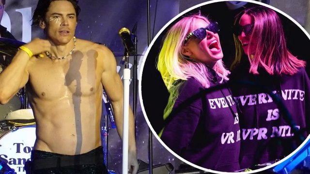 Shirtless Tom Sandoval performs with his cover band amid Scandoval fallout .. Vanderpump Rules star Tom Sandoval sang shirtless while performing with cover band, Tom Sandoval & the Most Extras amid the backlash from Scandoval.
