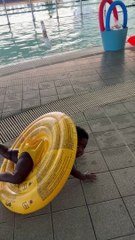 Impatient Girl Doesn't Want to Wait for Mom to Get into the Pool