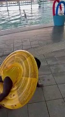 Impatient Girl Doesn't Want to Wait for Mom to Get into the Pool