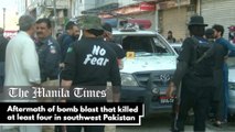 Aftermath of bomb blast that killed at least four in southwest Pakistan