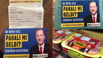 "Bu ürün size pahalı mı geldi? Erdoğan sayesinde" çıkartması yapıştıran CHP gençlik kolları üyesi gözaltına alındı