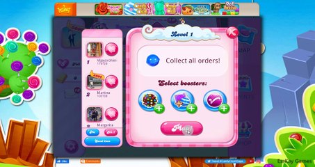 Candy Crush Saga Level 1 - First Level - No Booster - New Version