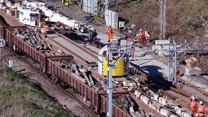 Drone footage of railway track renewals in Crewe at Easter 2023 as West Coast mainline work completed