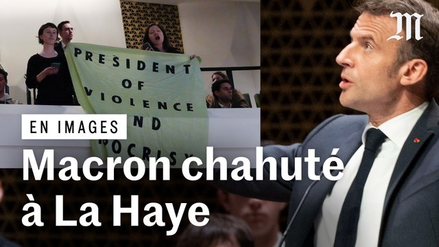 Emmanuel Macron interrompu en plein discours aux Pays-Bas