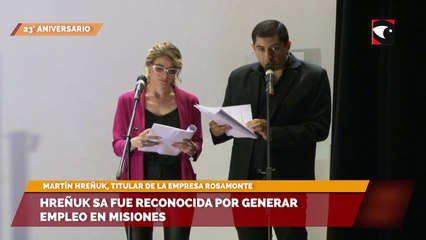 Descargar video: 23° Aniversario de Misiones Online | Hreñuk SA fue distinguida por su “Aporte a la Generación de Empleo en Misiones”