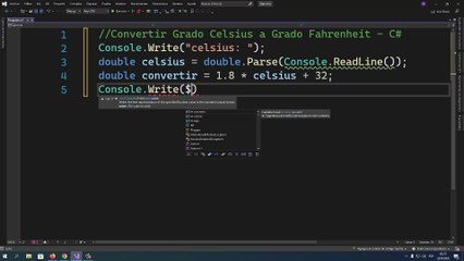 Convertir Grado Celsius a Grado Fahrenheit en C#