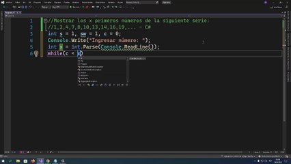 Mostrar los x primeros números de la siguiente serie: 1,2,4,7,8,10,13,14,16,19,... en C#