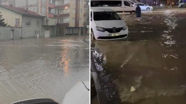 Yine deprem bölgesi yine aynı manzara! Şiddetli yağışlarda yollar göle döndü, taşkınlar yaşandı