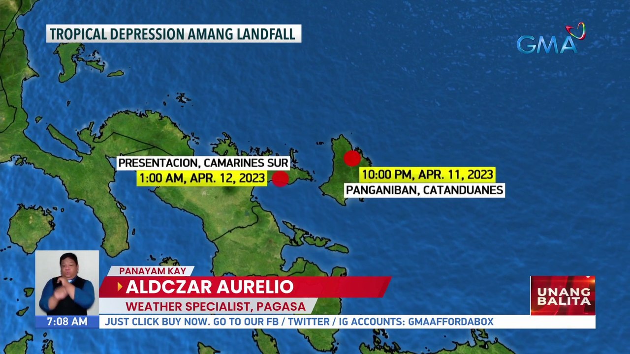 PAGASA: Bagyong #AmangPH, posible pang mag-landfall kung hindi magbabago ang direksyon nito; inaasahang hihina dahil sa epekto ng lupa at magiging LPA bukas - Weather update today as of 7:06 a.m. (April 12, 2023)| UB