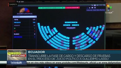Ecuador: Transcurre fase de cargo y descargo de pruebas en proceso de juicio político contra Lasso