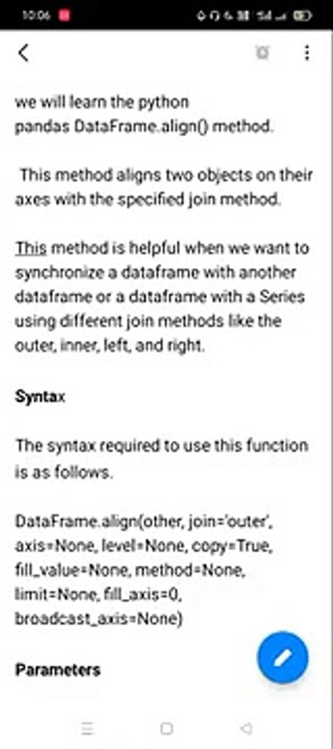 How to use align method using pandas