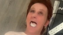 Hilarious moment woman's dentures fall out when using vibrating exercise machine