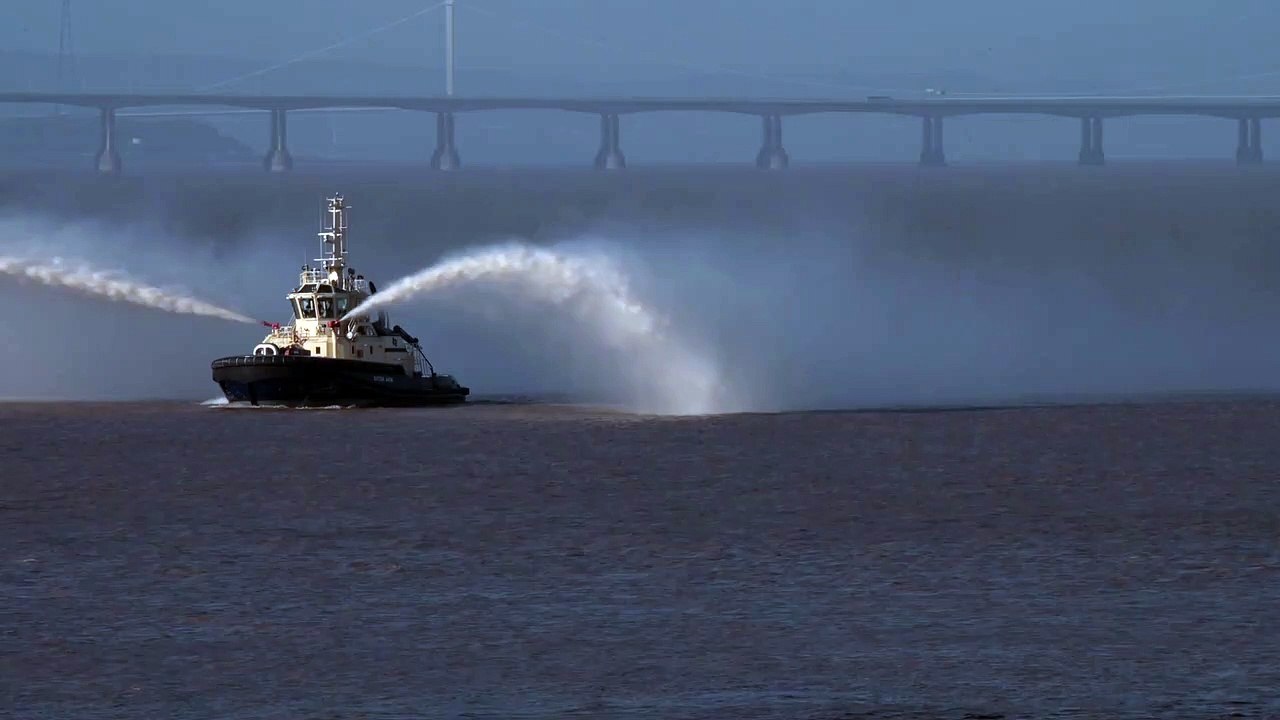 Tug Boat Activate Her Fire Pump