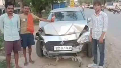 बक्सर: दुर्घटनाग्रस्त कार को लेकर भाग रहे तीन शराबी गिरफ्तार, शराब बरामद