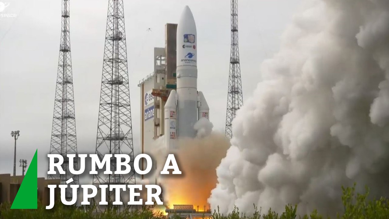 Despega el cohete Ariane rumbo a Júpiter y a sus tres grandes lunas oceánicas