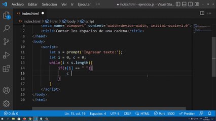 Cómo Contar Espacios en una Cadena con JavaScript en Visual Studio Code 📝