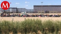 En Chihuahua, migrantes acuden al muro fronterizo en busca de asilo en EU