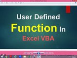 USER Defined Function Excel VBA