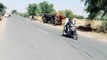 Two trucks and motorcycles collided near Bhadra, three killed and five injured