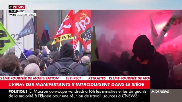 Retraites: Des manifestants se sont introduits dans le siège de LVMH avenue Montaigne dans le VIIIe arrondissement de Paris - Regardez mis à jour