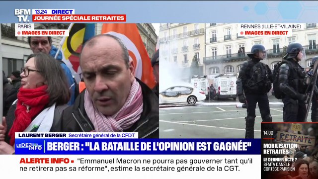 Retraites: Laurent Berger affirme qu'il y a un énorme ressentiment et une colère sourde qui pointe
