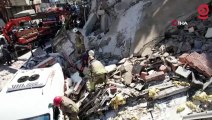 Güngören’de çöken metruk bina ve çalışmalar havadan görüntülendi
