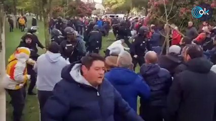 16 policías heridos durante la manifestación de bateeiros en Santiago de Compostela