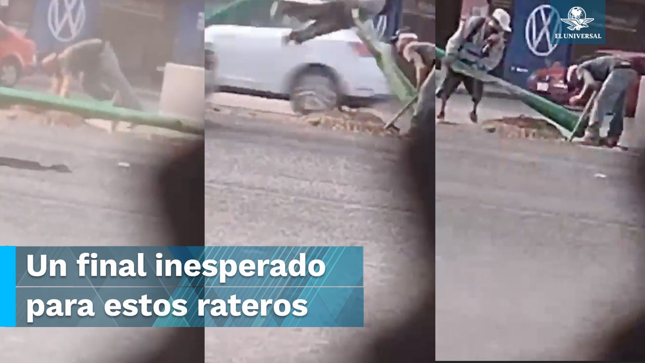 Ladrón sale volando por intentar robar cable de un poste