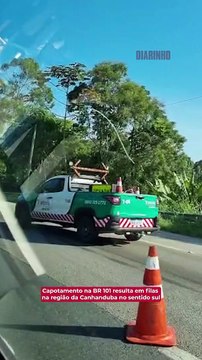 Carro capota na BR 101; filas chegam a cinco quilômetros