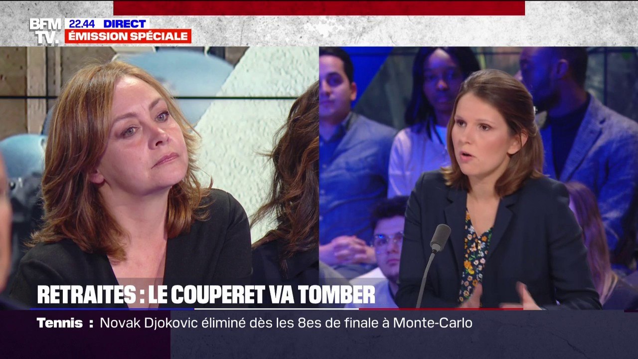 Réforme des retraites: "la démocratie, c'est aussi le respect du peuple", échange entre une manifestante et Marie Lebec (Renaissance)