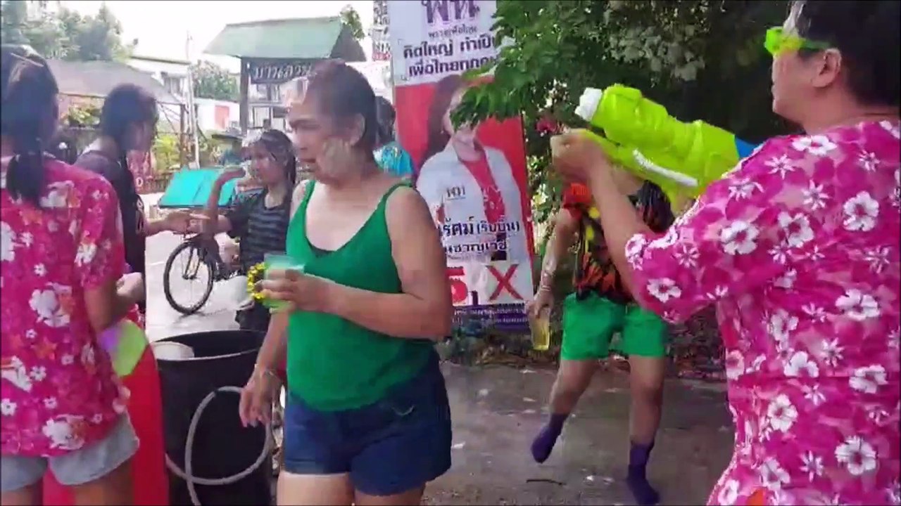 Songkran water festival at Bang Kruai Nonthaburi Province Thailand