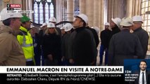 Emmanuel Macron arrivé est ce matin sur le chantier de Notre-Dame de Paris, à la veille du quatrième anniversaire de l'incendie qui a ravagé la cathédrale - Regardez