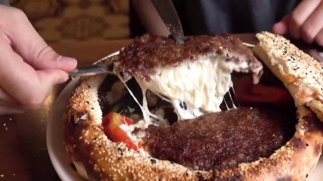 Turkish Pottery Kebab Stuffed With Cheese And Covered With Lavash Bread _ Turkish Street Foods
