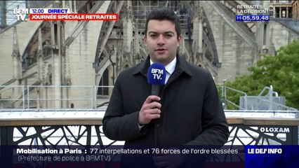 Download Video: Retraites: le parvis de Notre-Dame a été évacué avant la visite d'Emmanuel Macron