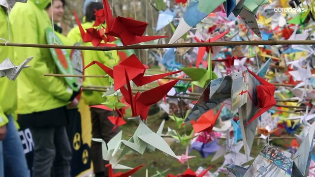 Environmental activists celebrate closure of three German nuclear reactors
