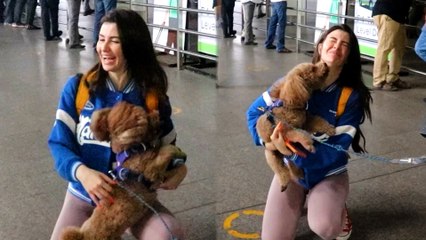 Giorgia Andriani's Cute Video Playing With Her Dog At Airport