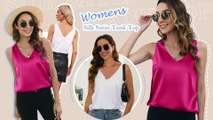 Woman Sleeveless Silk Tank Satin Silk Tops |Best Tank Top On Amazon For Summer