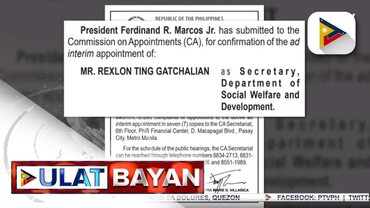 Ad interim appointment in DSWD Sec. Rex Gatchalian, isinumite na sa Commission on Appointments