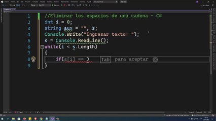 Eliminar los espacios de una cadena en C#