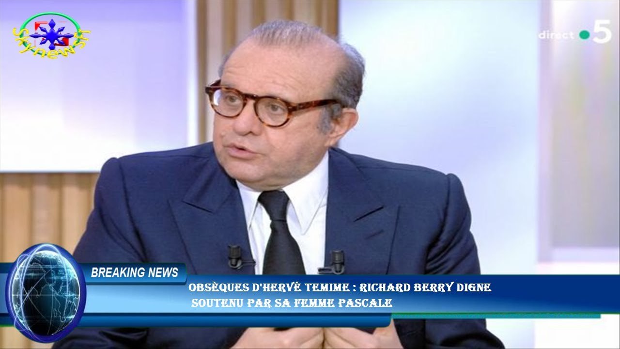 Obsèques d'Hervé Temime : Richard Berry digne  soutenu par sa femme Pascale