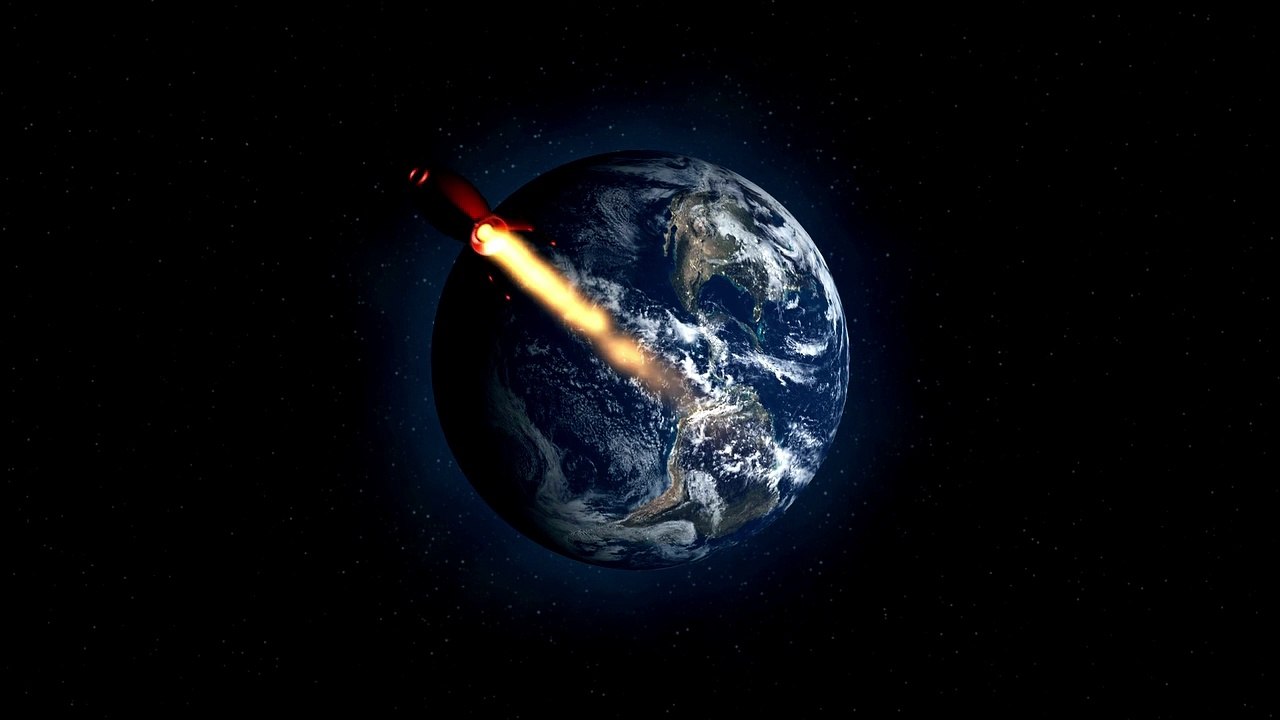 Rocket flying around the earth
