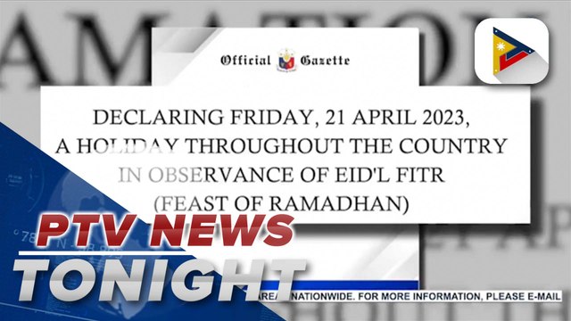 Palace declares April 21 a regular holiday in observance of Eid’l Fitr