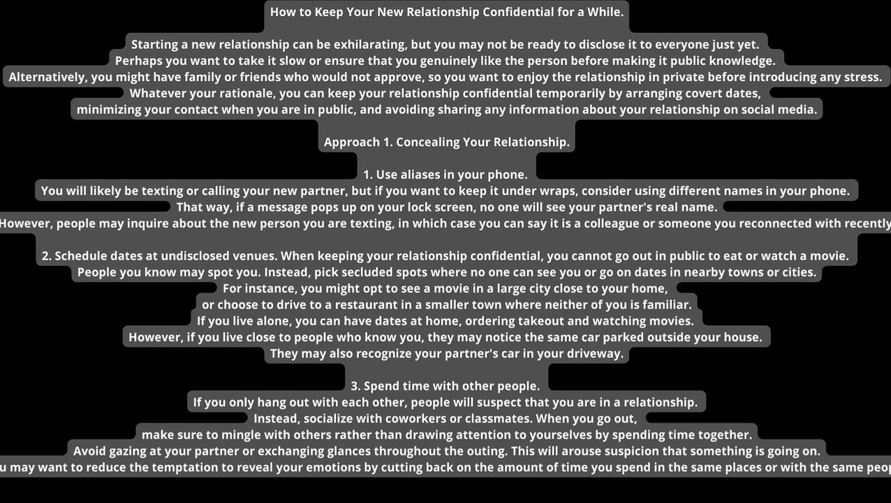 How to Keep Your New Relationship Confidential for a While.