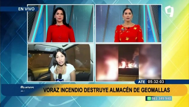 Incendio de grandes proporciones consume almacén de geomallas en Ate